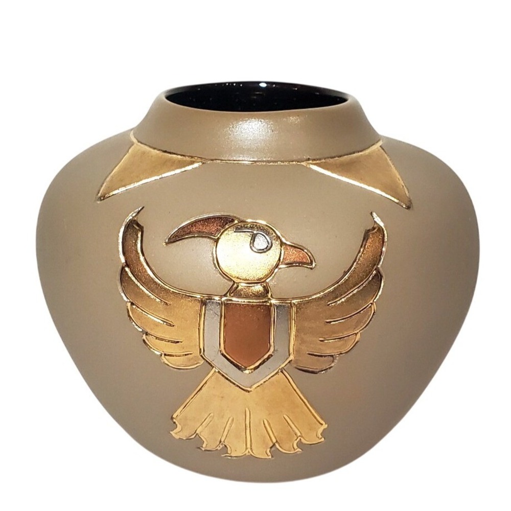 Baron Originals by Beth Southwestern Stoneware Vase Aztec Spirit Bird Limited Ed